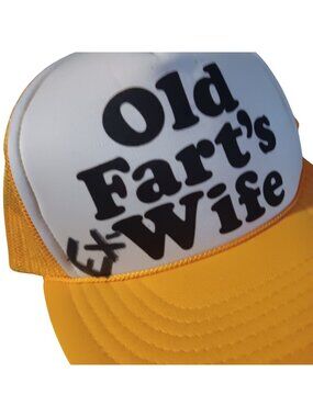 Mesh Trucker Cap Old Farts Ex-Wife Yellow White Adjustable Medium/Large Skater